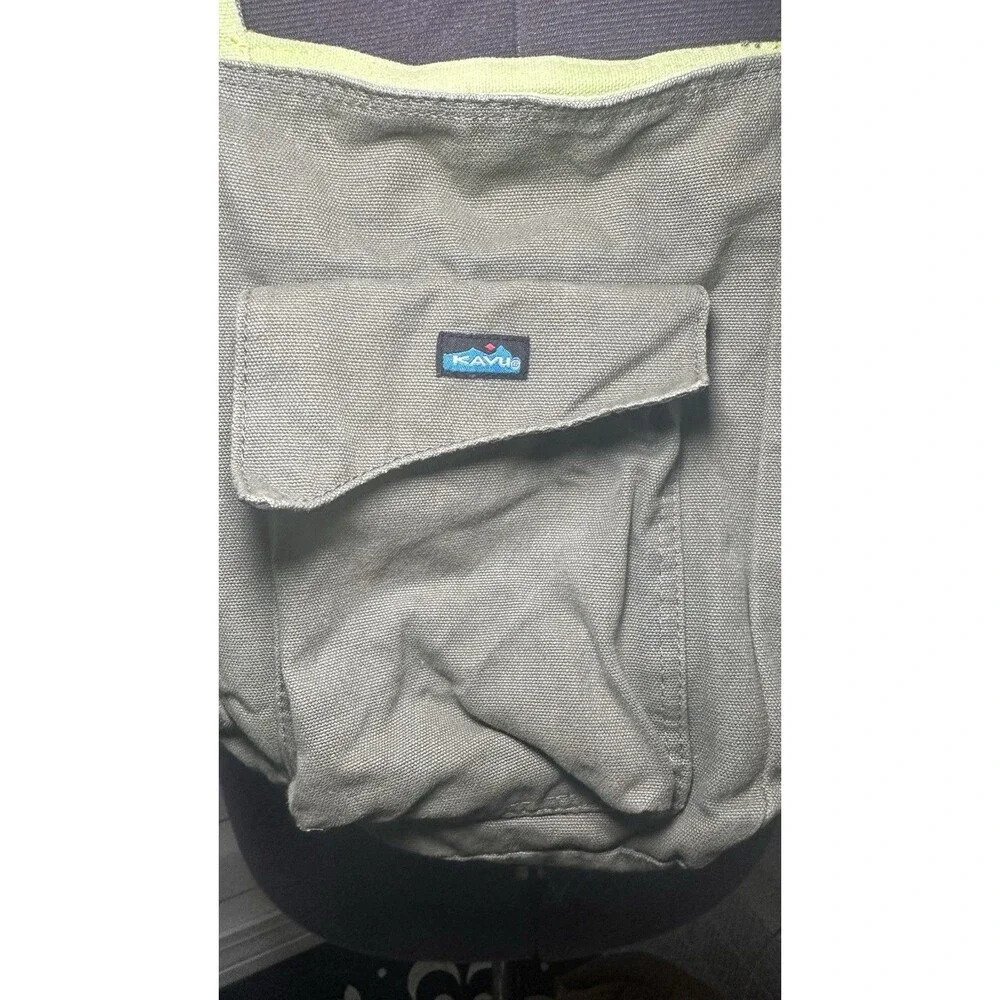 Kavu Reversible Bag Purse Brown Green Canvas 10”x8”x4” Outdoor Eco Friendly